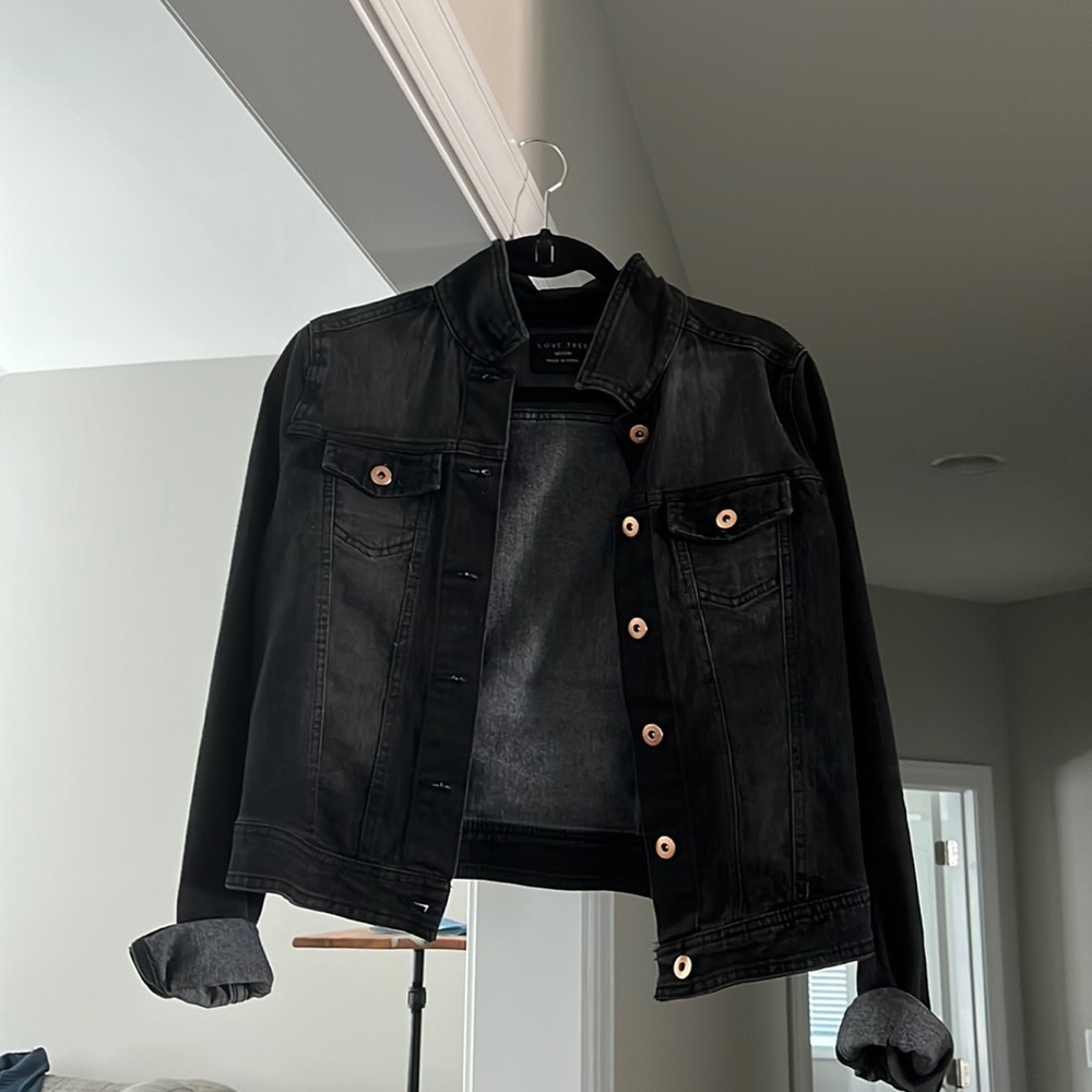 Love Tree Black Denim Jacket  - Medium